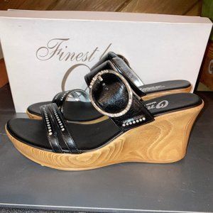 New Onex Black Cynthia Wedge Sandals Size 10 (Box 62)